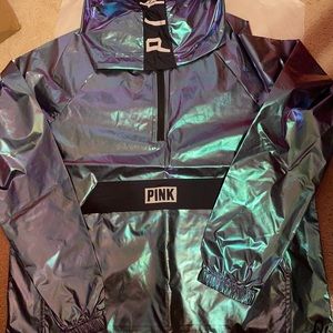 VS PINK ANORAK LIMITED HOLOGRAM  HALF ZIP HOODED ANORAK 2017 COLLECTION